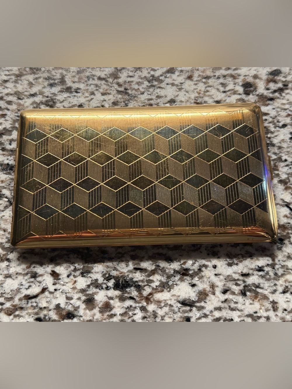 Vintage Elgin American Cigarette Holder - Gold Swirl Design - Mid Century
